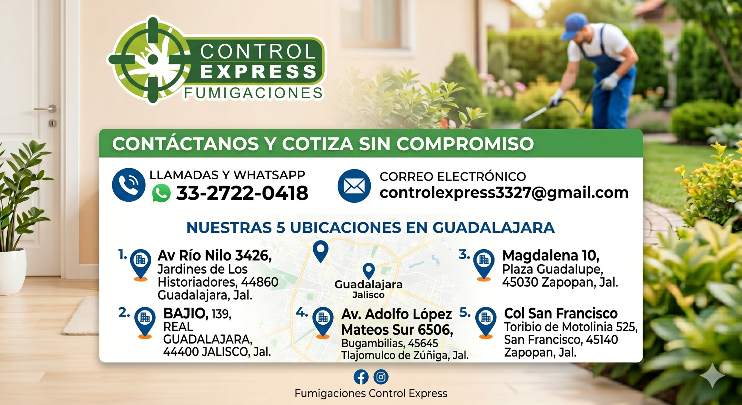 Datos de contacto fumigaciones control express